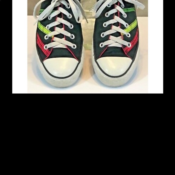 Converse black low top canvas with neon stripes 6 - Picture 6 of 7
